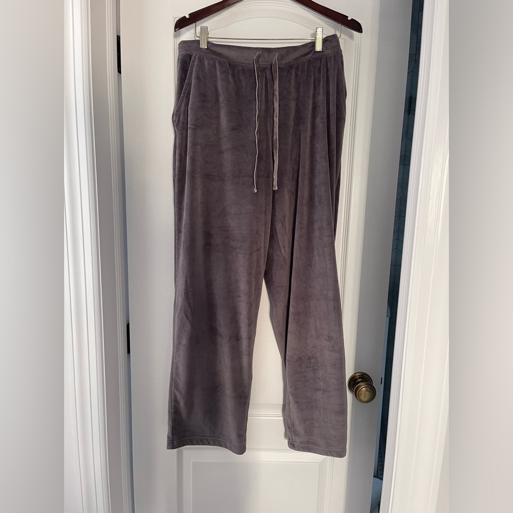 House of Harlow 1960 Velvet Velour Pull on Pants Straight Leg Size L Gray - Picture 2 of 8